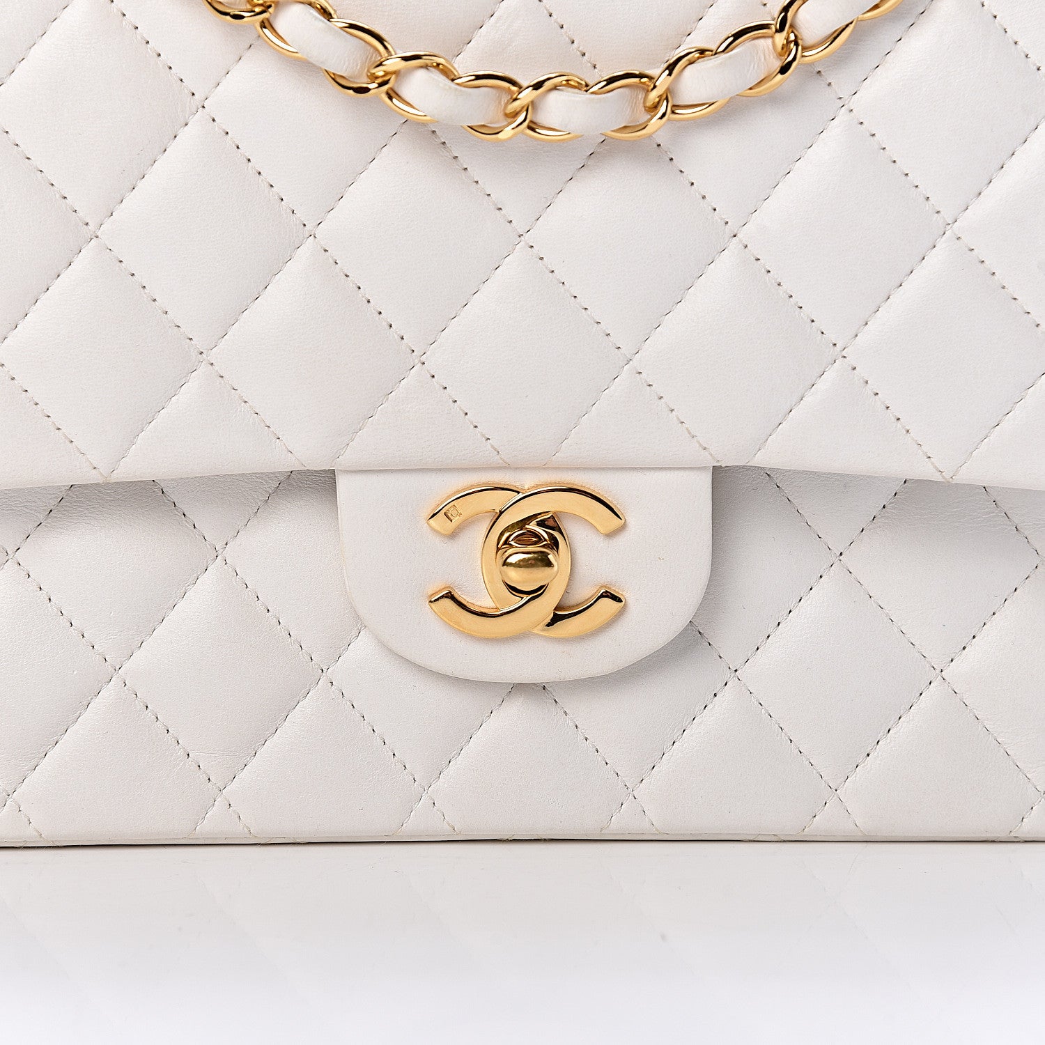 Chanel Lambskin Quilted Medium Double Flap White 10 of 17