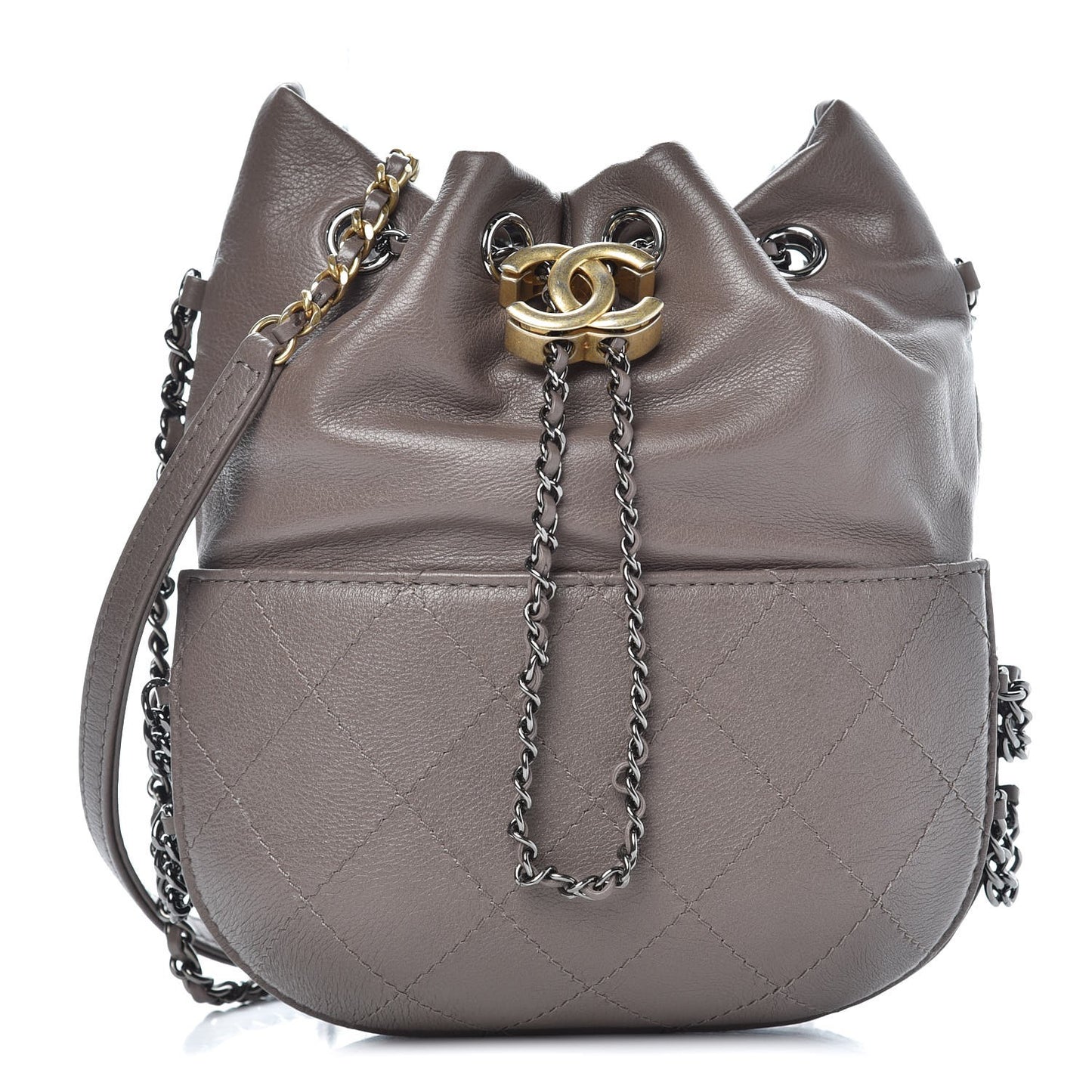 Calfskin Quilted Small Gabrielle Bucket Grey