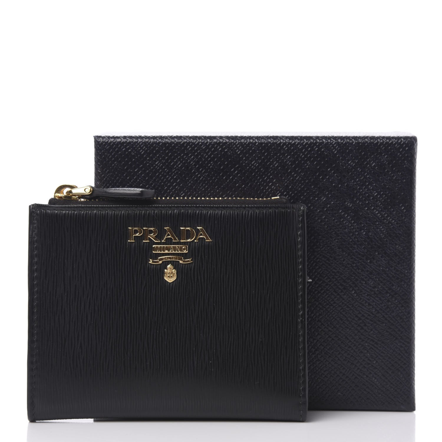 Prada Vitello Move Zip Coin Case Wallet Black 10 of 10