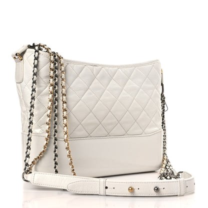 Chanel Patent Goatskin Quilted Medium Gabrielle Hobo White 3 of 11