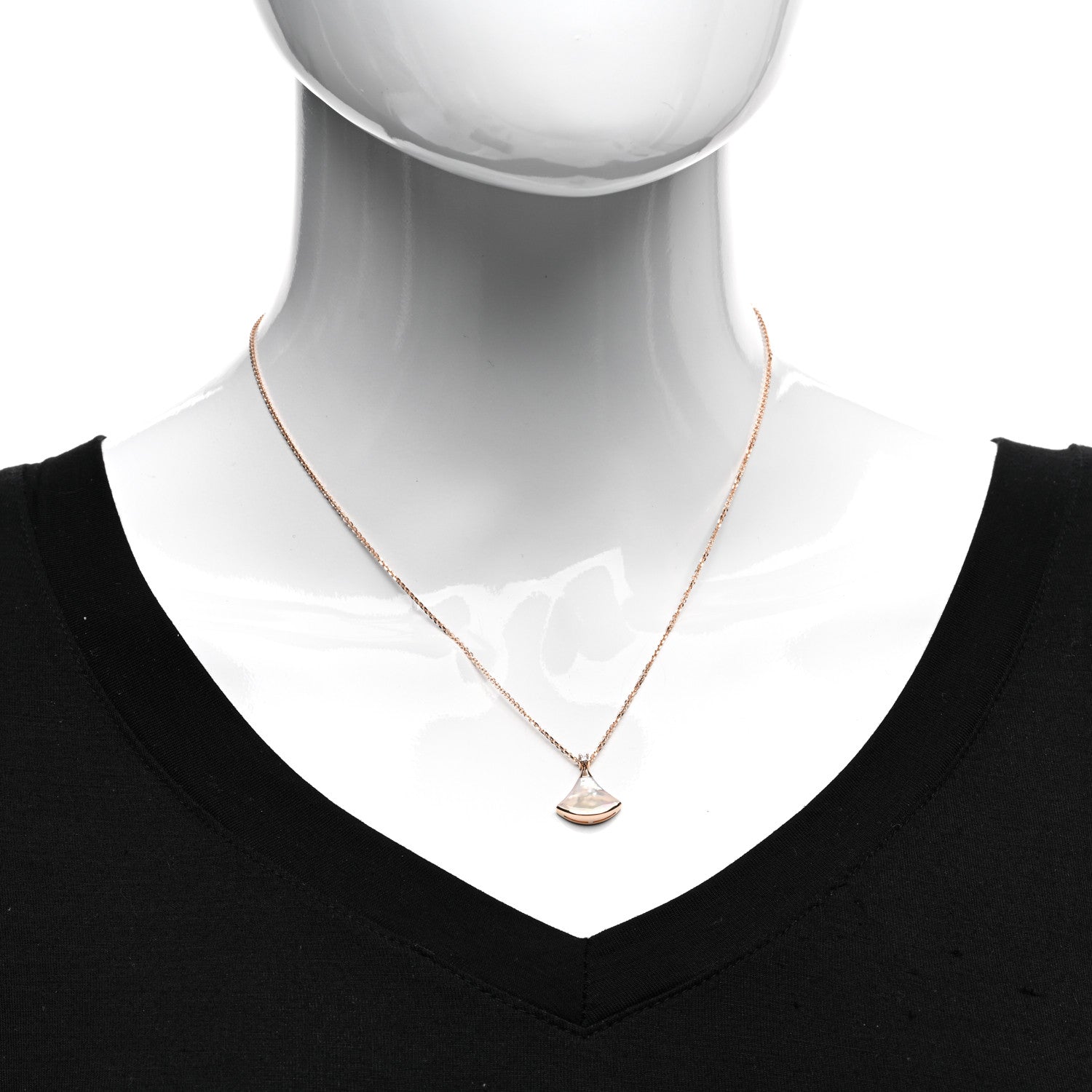 Bulgari 18K Rose Gold Diamond Mother of Pearl Small Divas' Dream Pendant Necklace 2 of 5
