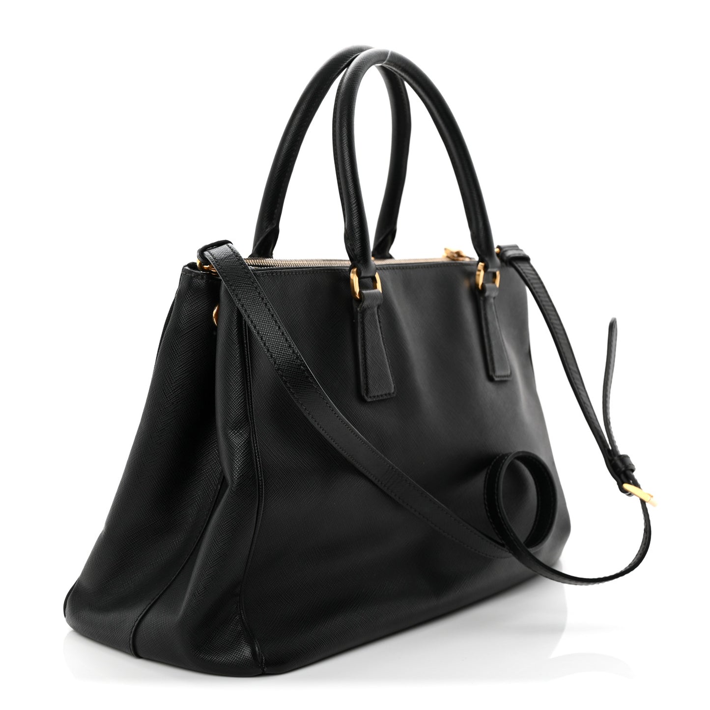 Saffiano Medium Galleria Double Zip Tote Black