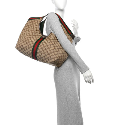 Gucci GG Monogram Web Large Giglio Tote Beige Brown 2 of 10