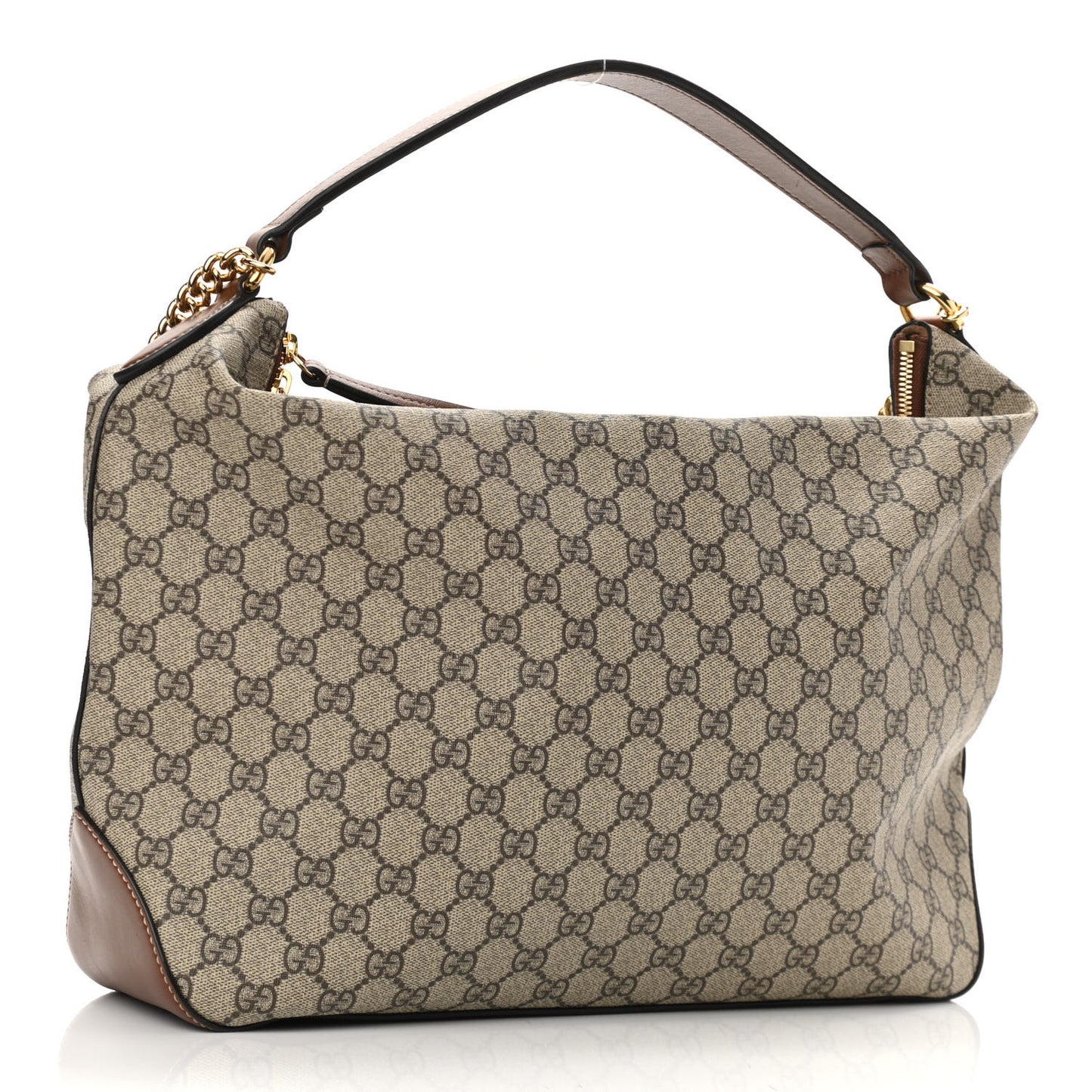 GG Supreme Monogram Large Linea A Hobo Light Brown