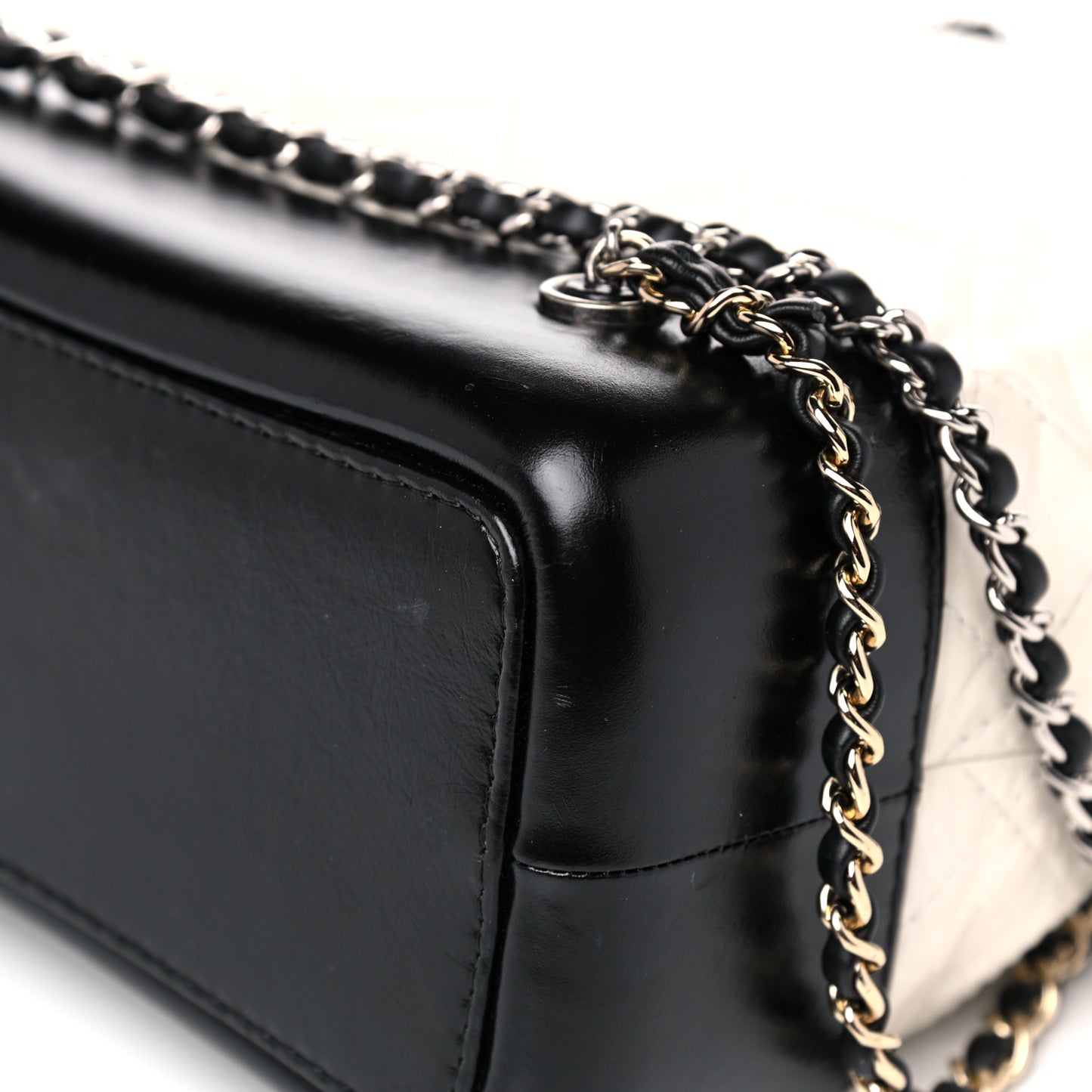 Aged Calfskin Quilted Small Gabrielle Backpack Black White