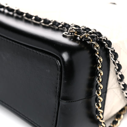 Chanel Aged Calfskin Quilted Small Gabrielle Backpack Black White 10 of 12
