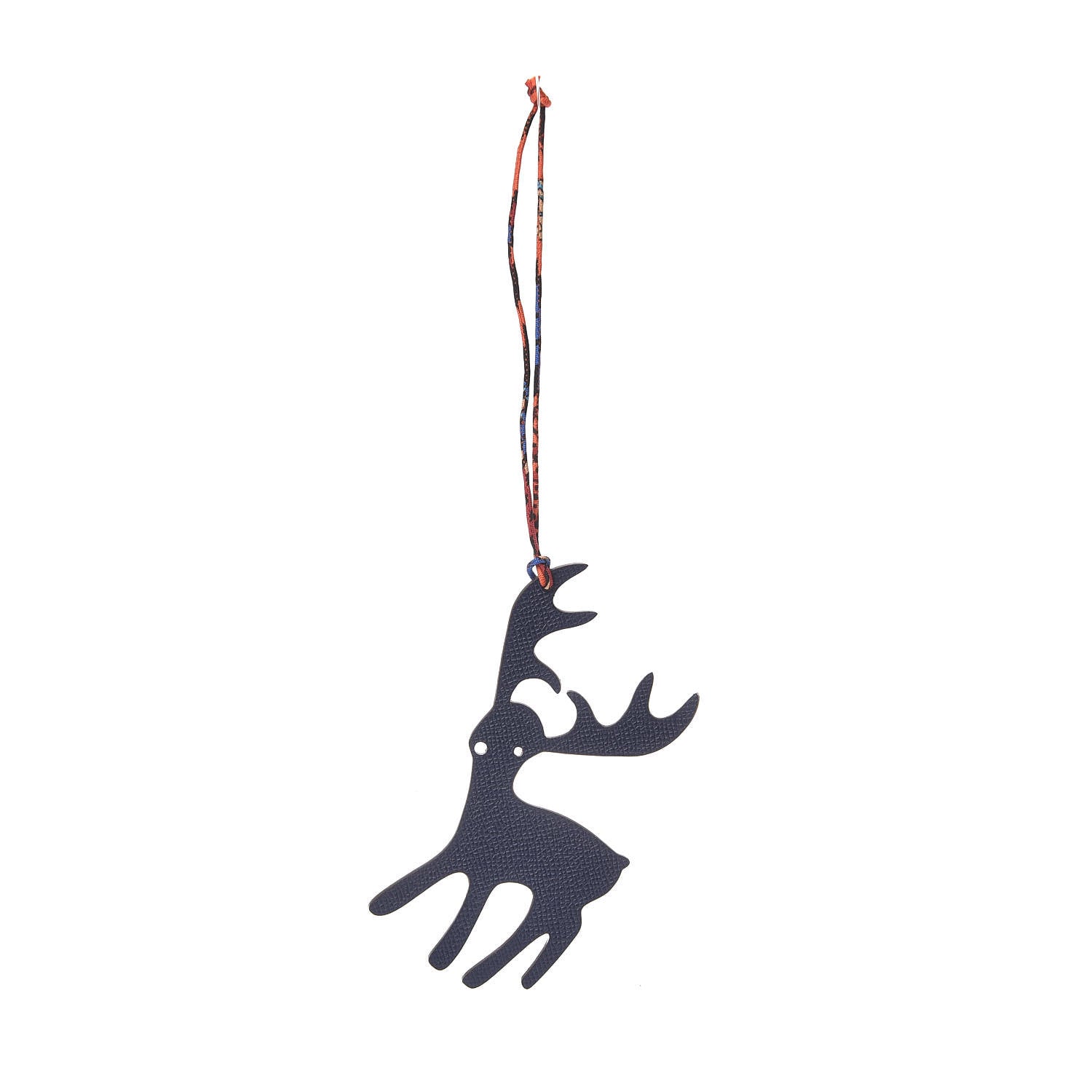 Hermes Togo Epsom Petit H Reindeer Bag Charm Capucine Bleu Saphir 1 of 3