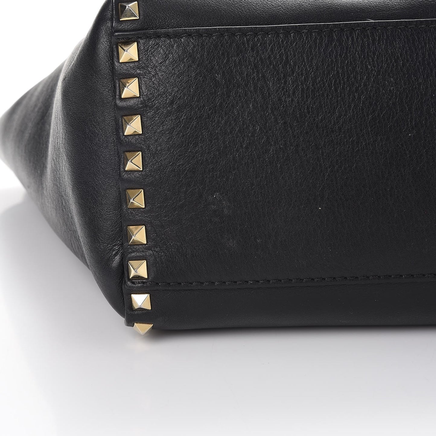 Vitello Rockstud Double Handle Tote Black