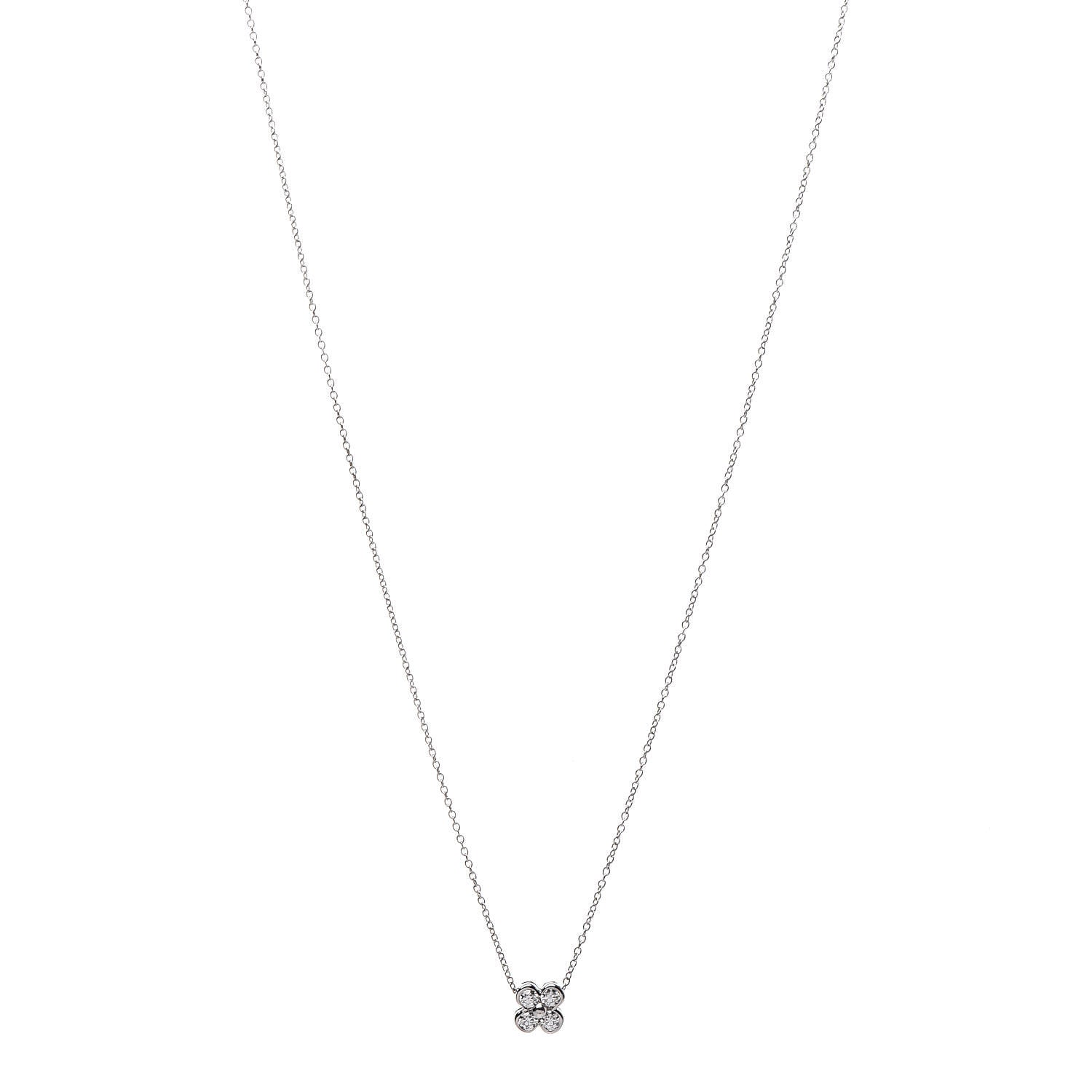 Tiffany Platinum Diamond .22ctw Flower Pendant Necklace 1 of 6