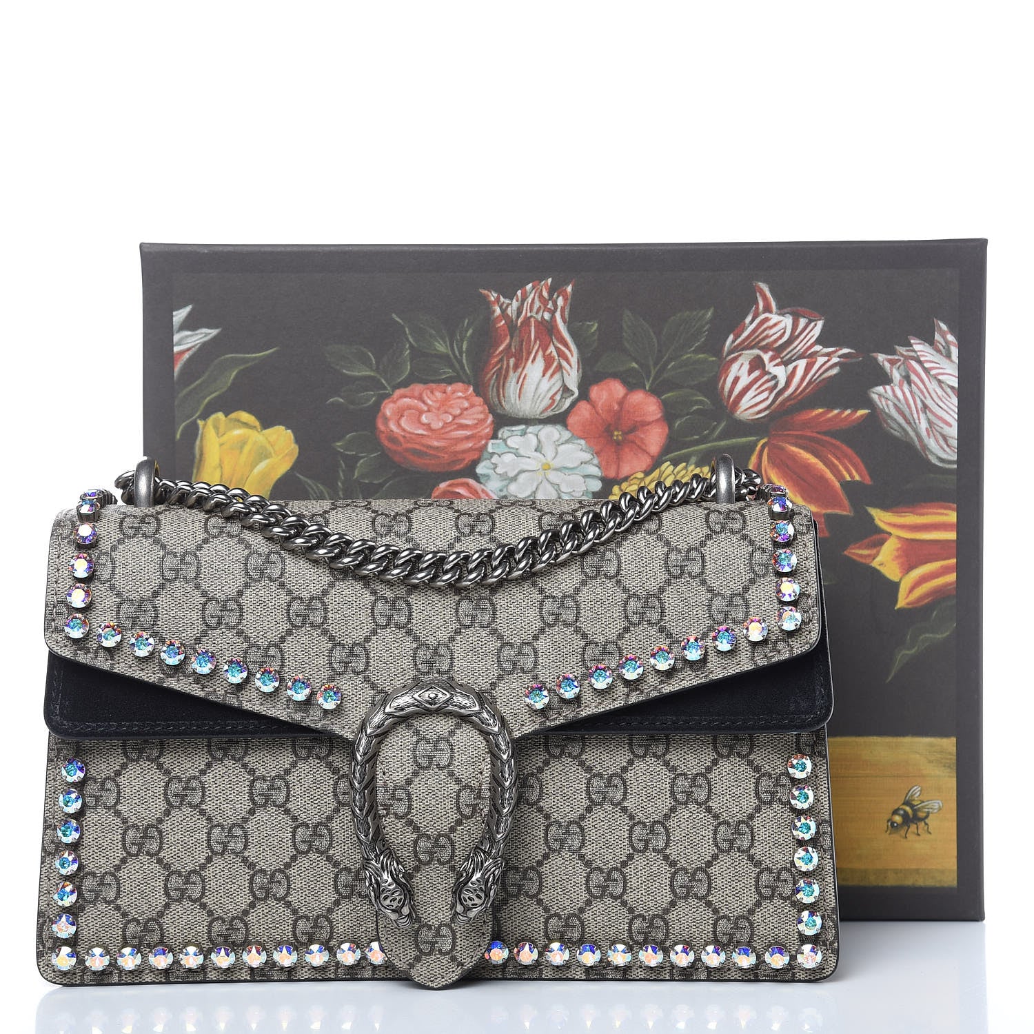 Gucci GG Supreme Monogram Crystal Small Dionysus Shoulder Bag Black 10 of 10