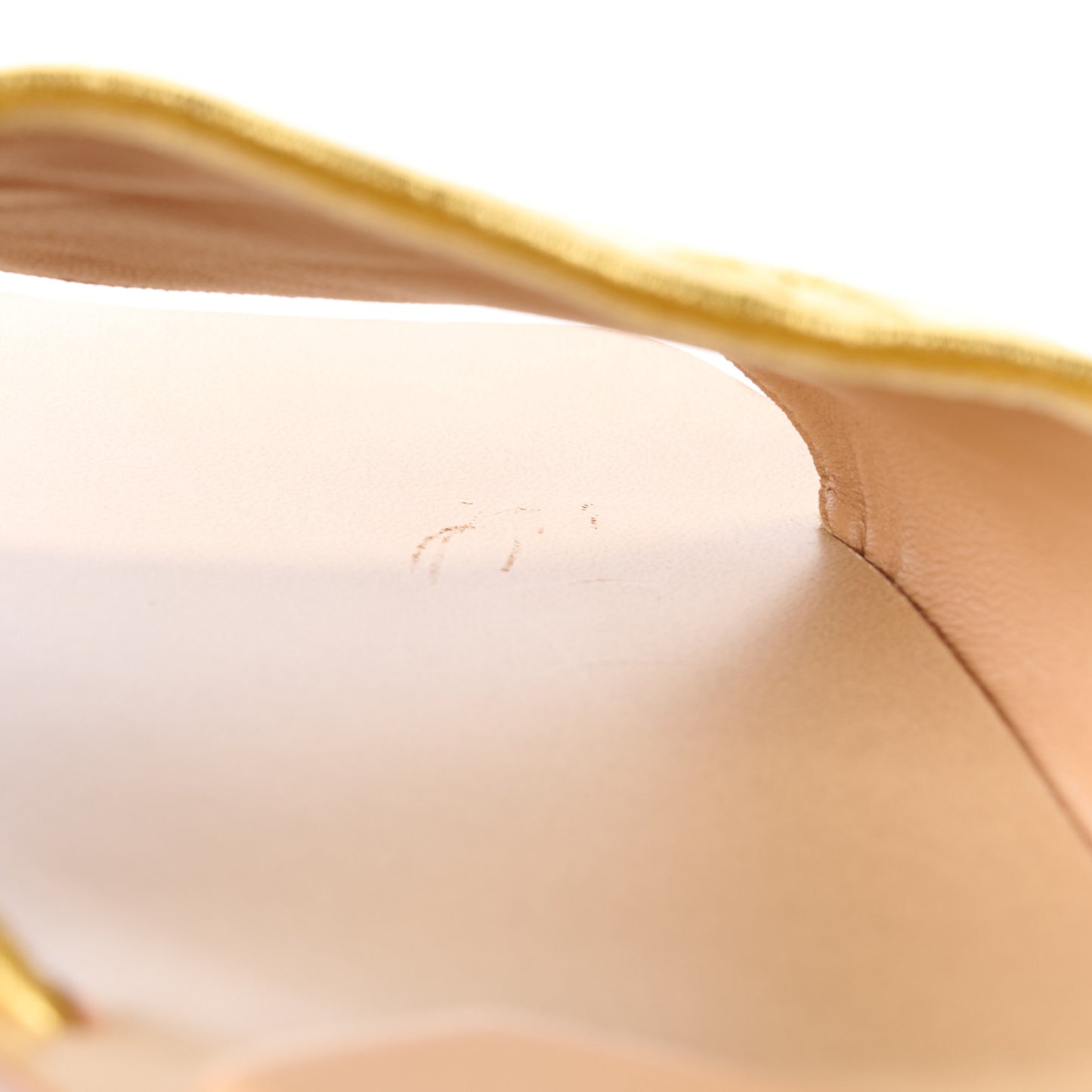 Nappa Pleated Squared Toe Flat Sandals 41 Gold