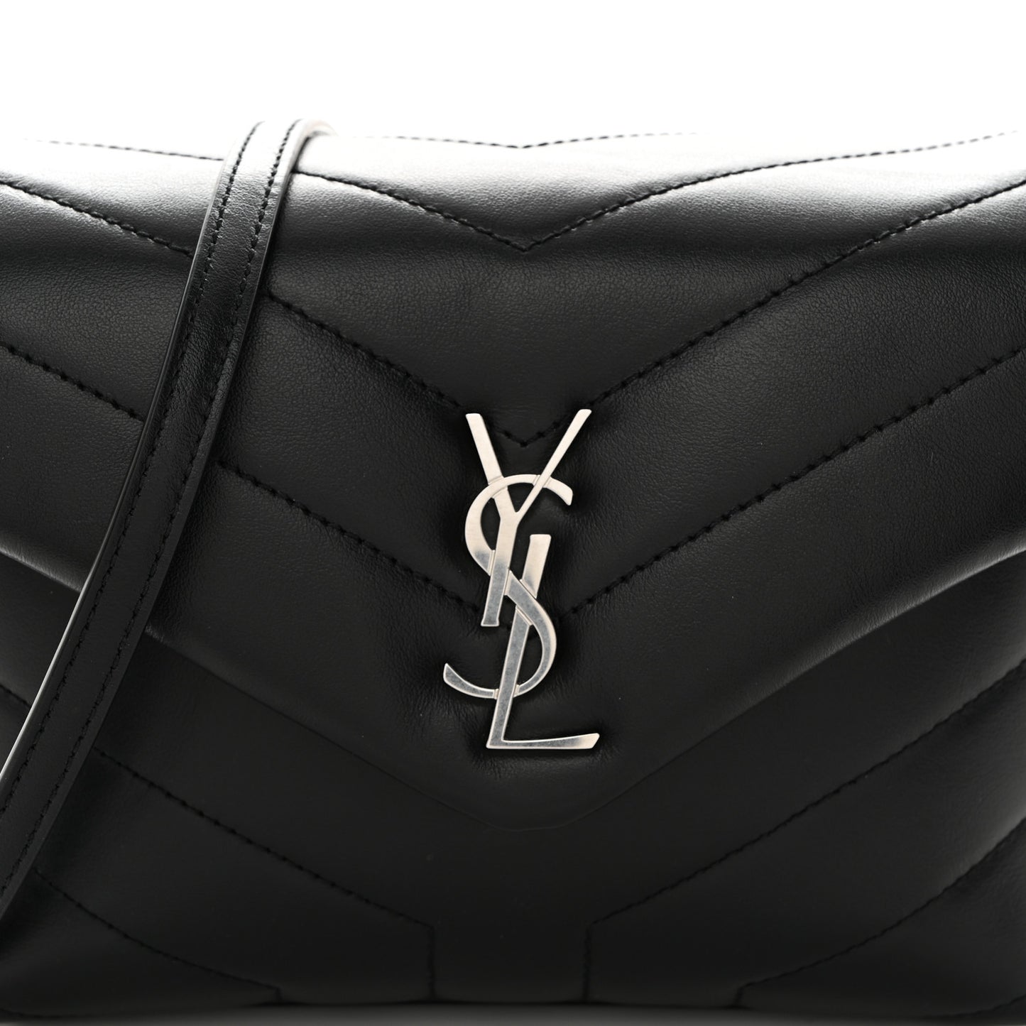 Calfskin Y Quilted Monogram Toy Loulou Crossbody Bag Black