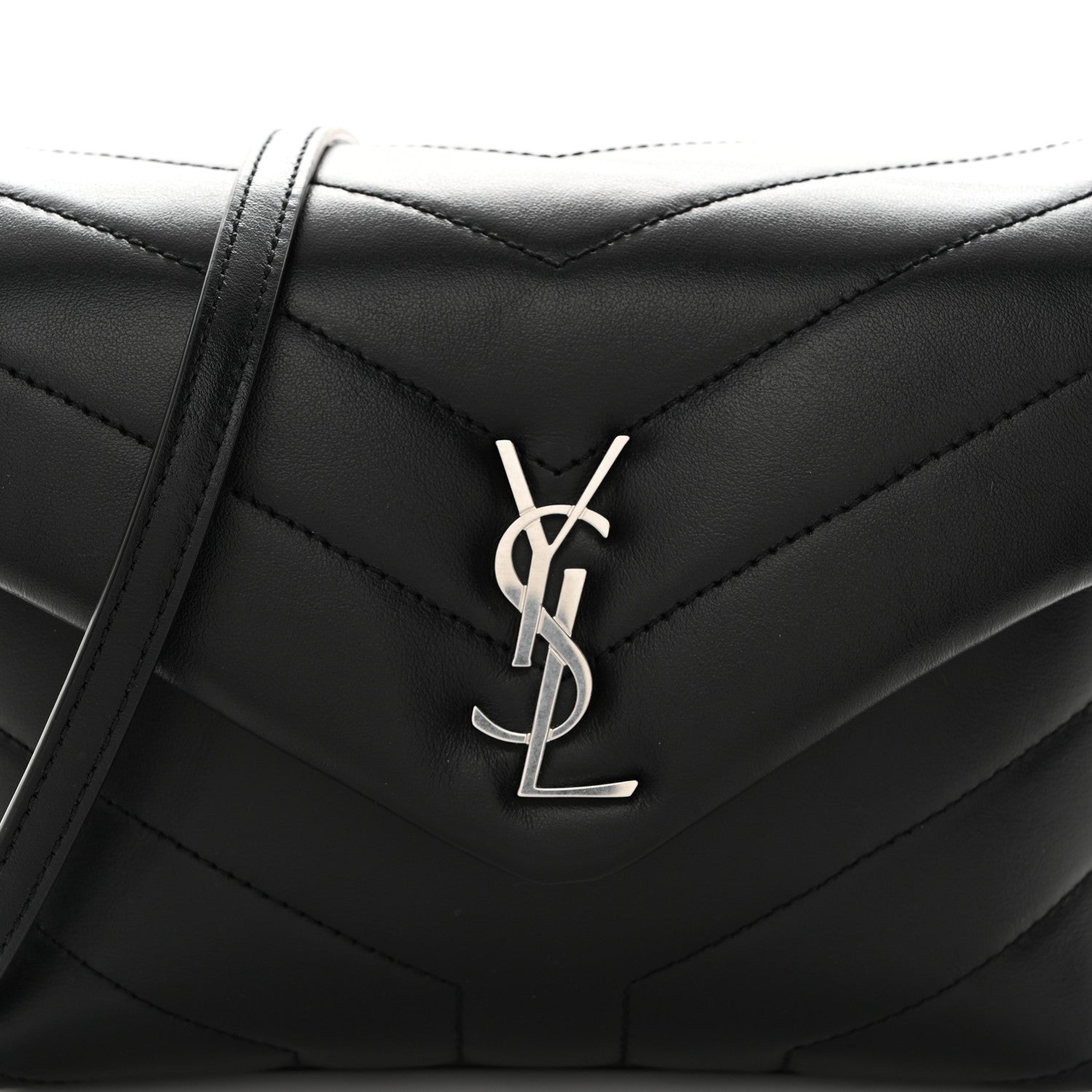 Saint Laurent Calfskin Y Quilted Monogram Toy Loulou Crossbody Bag Black 8 of 10