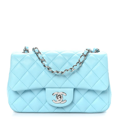 Chanel Lambskin Quilted Mini Rectangular Flap Neon Blue 1 of 11