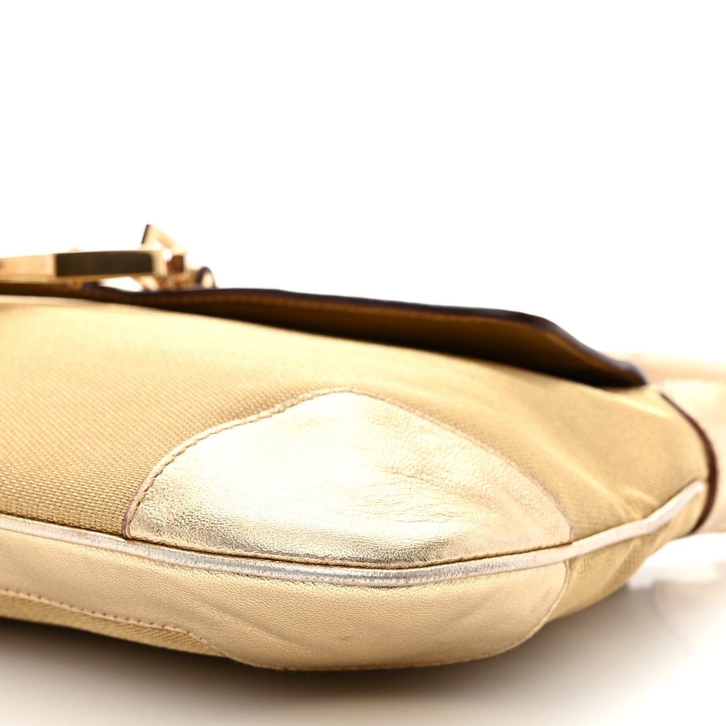 Metallic Calfskin Bamboo Handle Jackie O Hobo Gold