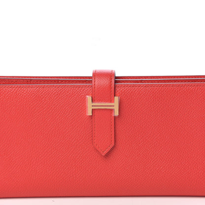 Hermes Epsom Bearn Gusset Wallet Rouge Tomate 5 of 8