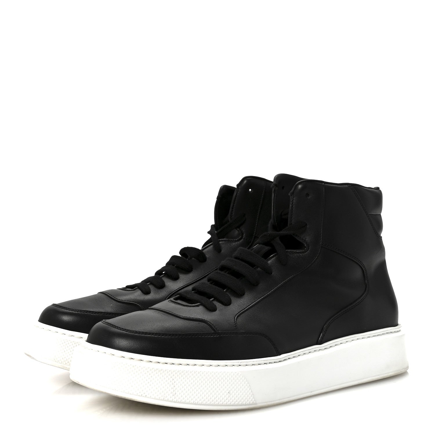 Prada Vitello Soft Uomo Mens High Top Sneakers 12 Black 4 of 9
