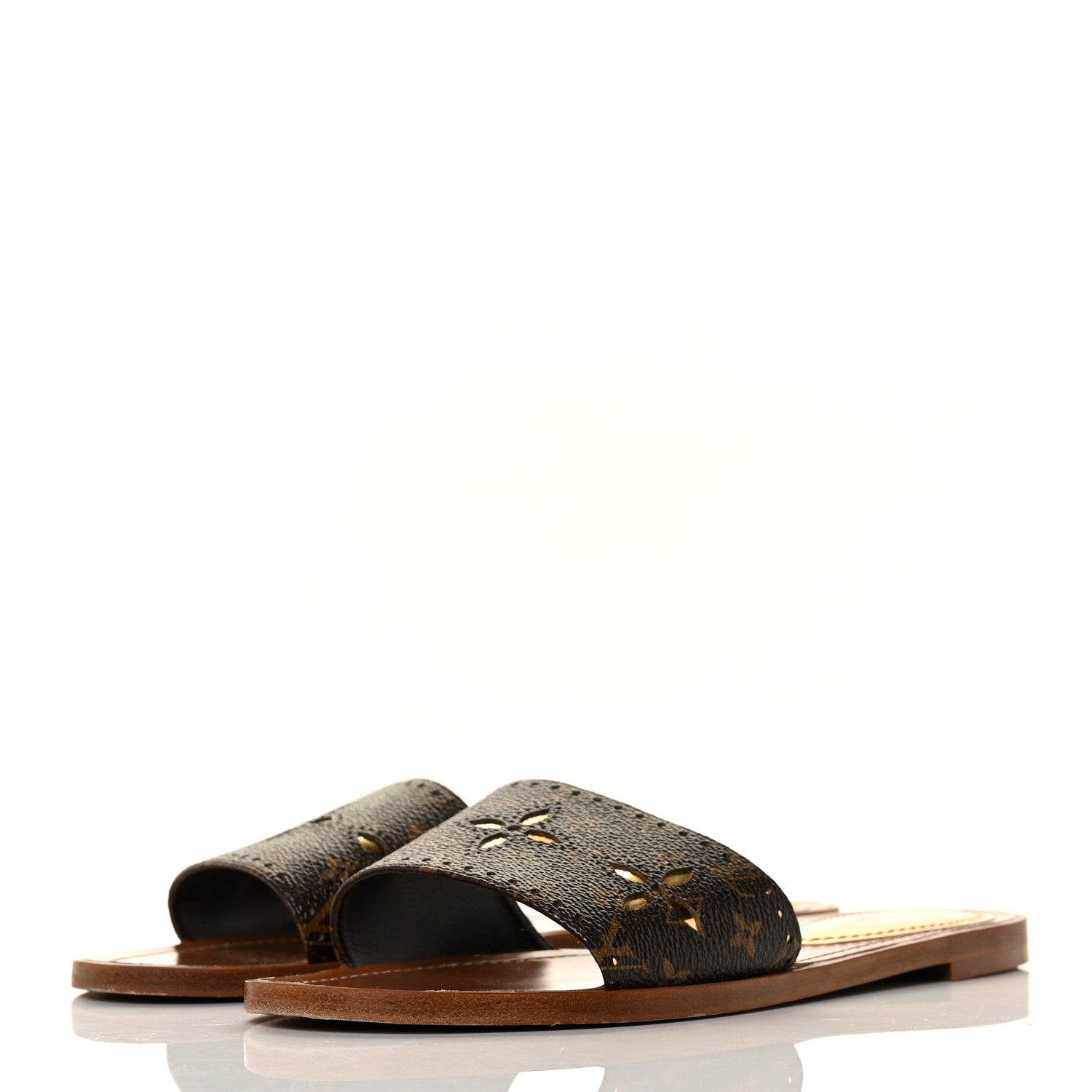 Louis Vuitton Monogram Lock It Flat Mules 38 GOld 3 of 8