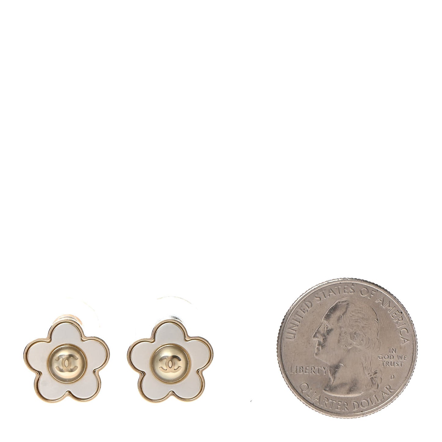 Pearl CC Camellia Earrings Gold