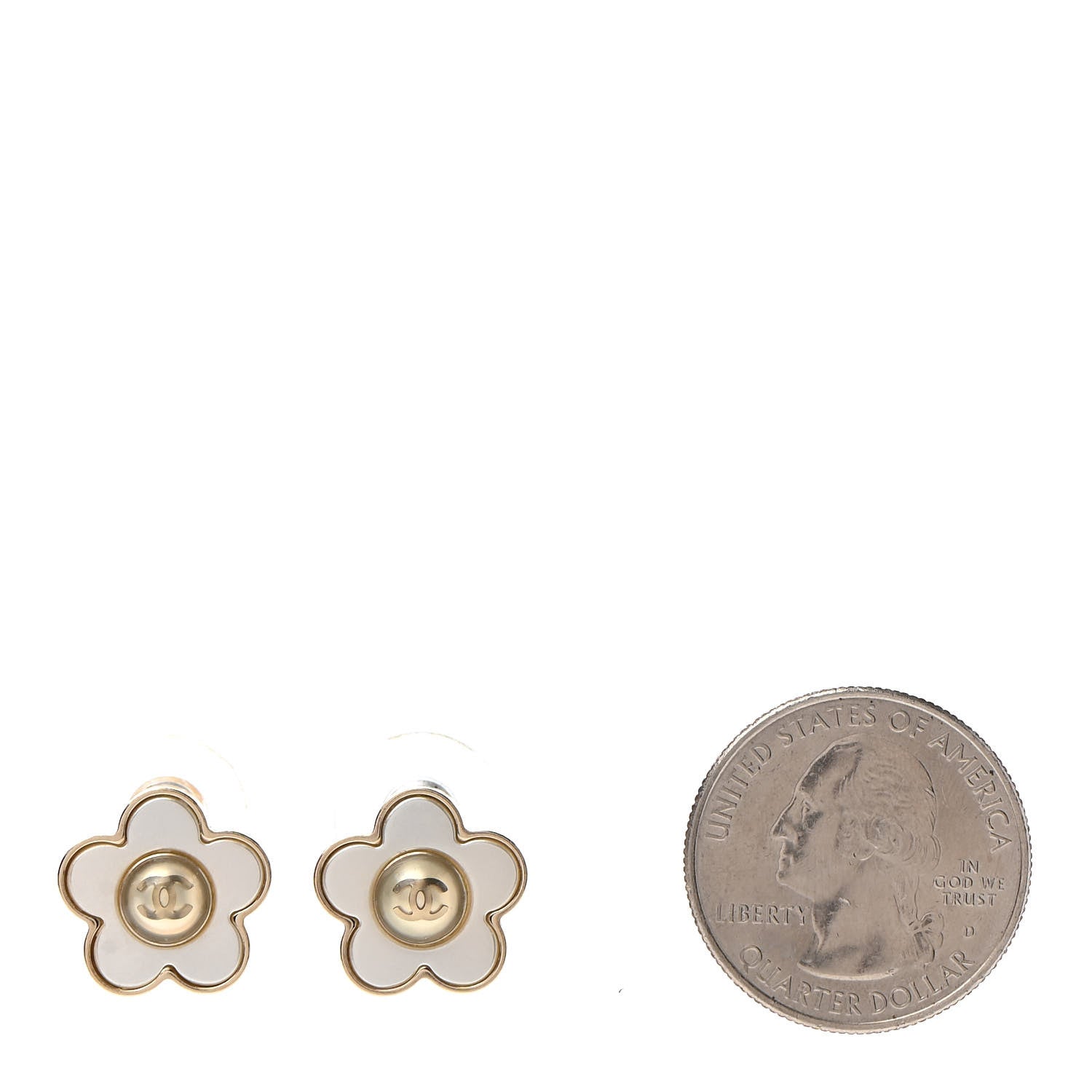 Chanel Pearl CC Camellia Earrings Gold 2 of 4
