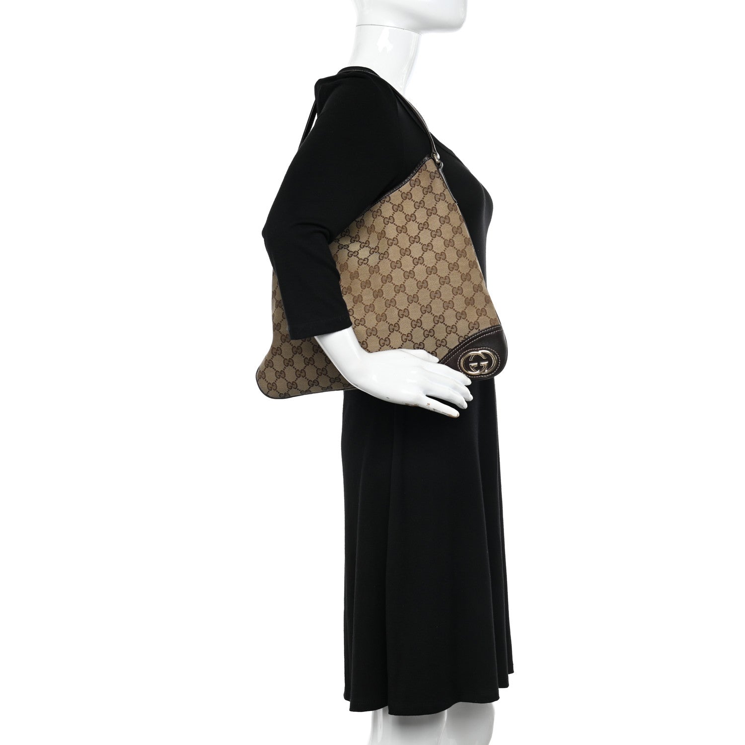 Gucci Monogram Medium New Britt Hobo Dark Brown 2 of 11