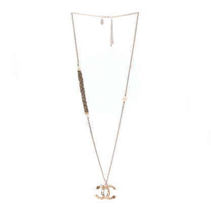 Chanel Pearl Crystal CC Bead Necklace Gold 3 of 8
