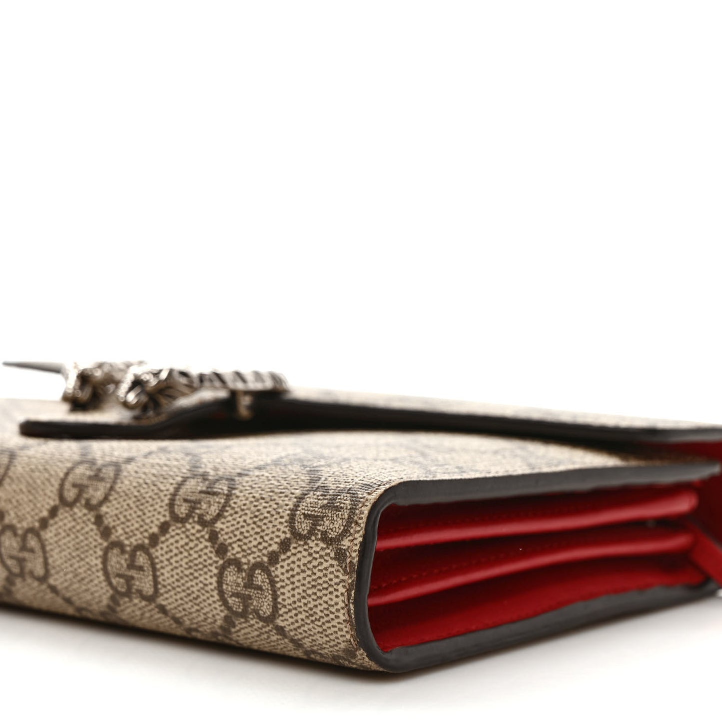 GG Supreme Monogram Mini Dionysus Chain Wallet Beige Vulcanic Red