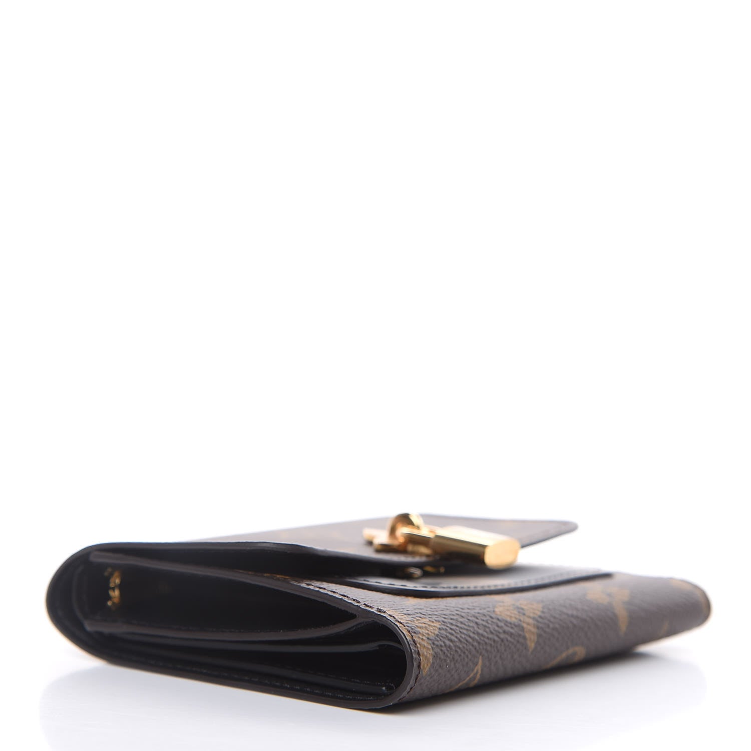 Louis Vuitton Monogram Flower Lock Compact Wallet Black 4 of 7