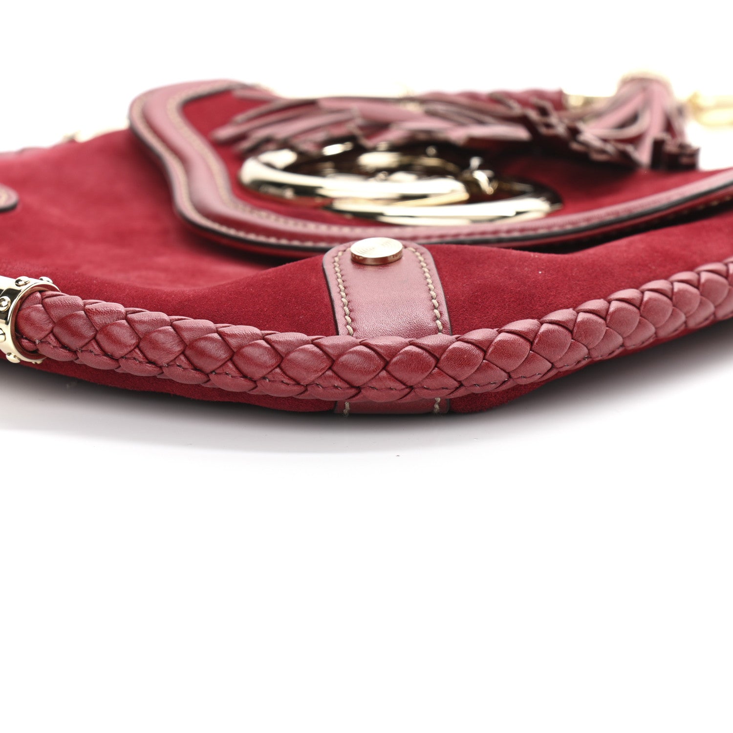 Gucci Suede Small Britt Tassel Shoulder Bag Dark Red 10 of 12