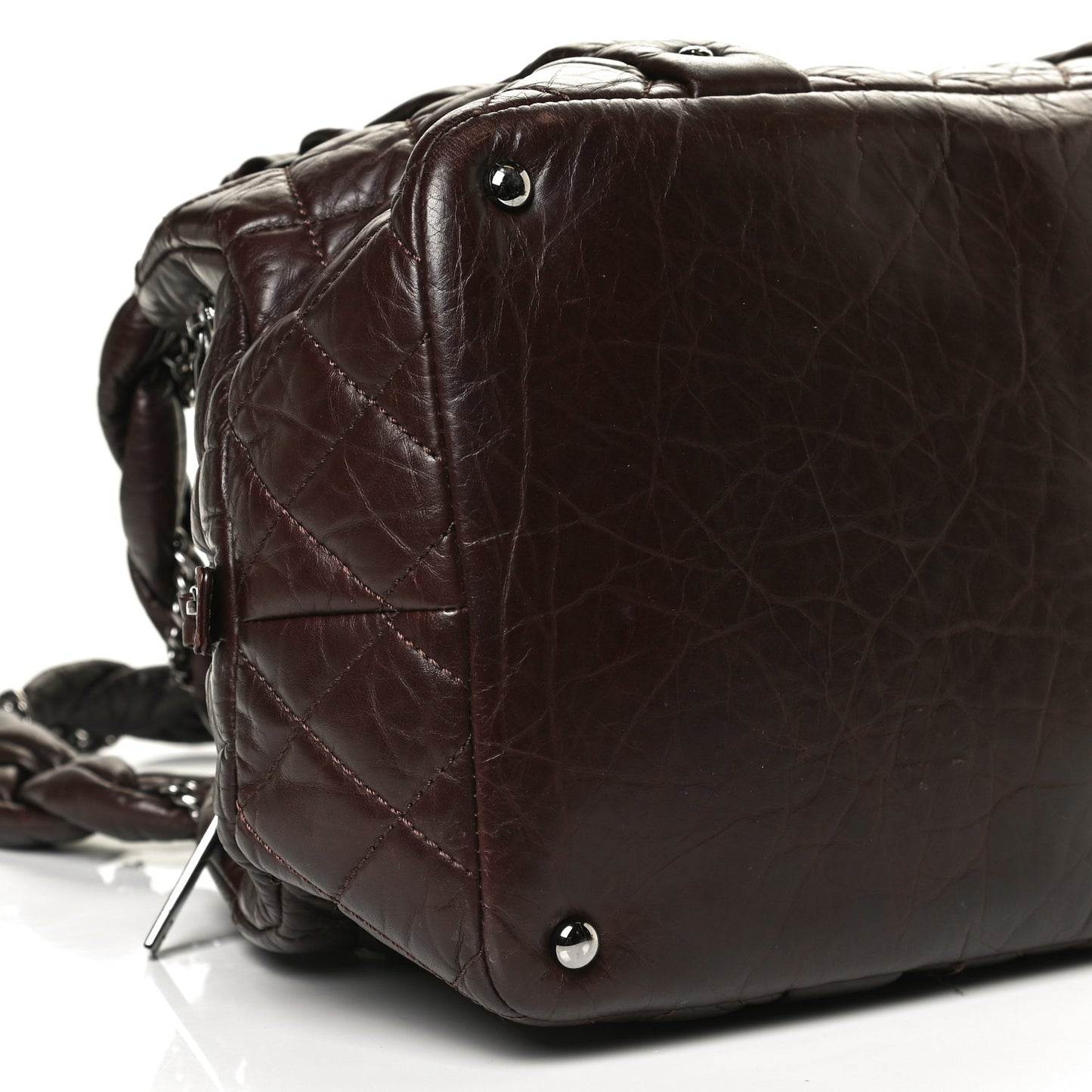 Distressed Lambskin Vintage Ligne Lady Braid Tote Brown