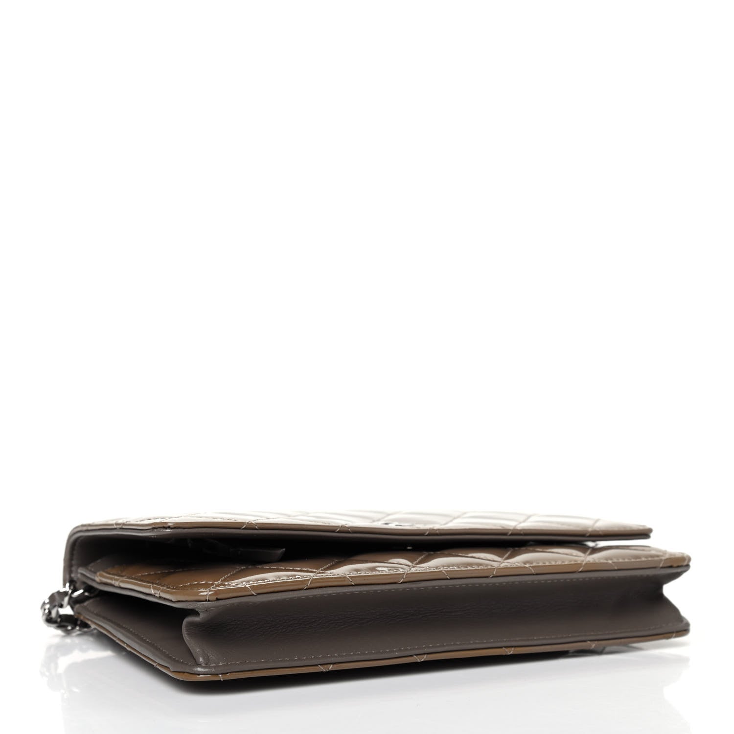 Chanel Patent Quilted Wallet On Chain WOC Brown 3 of 7
