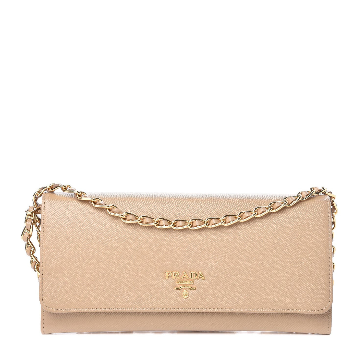 Saffiano Metal Oro Chain Wallet Sabbia
