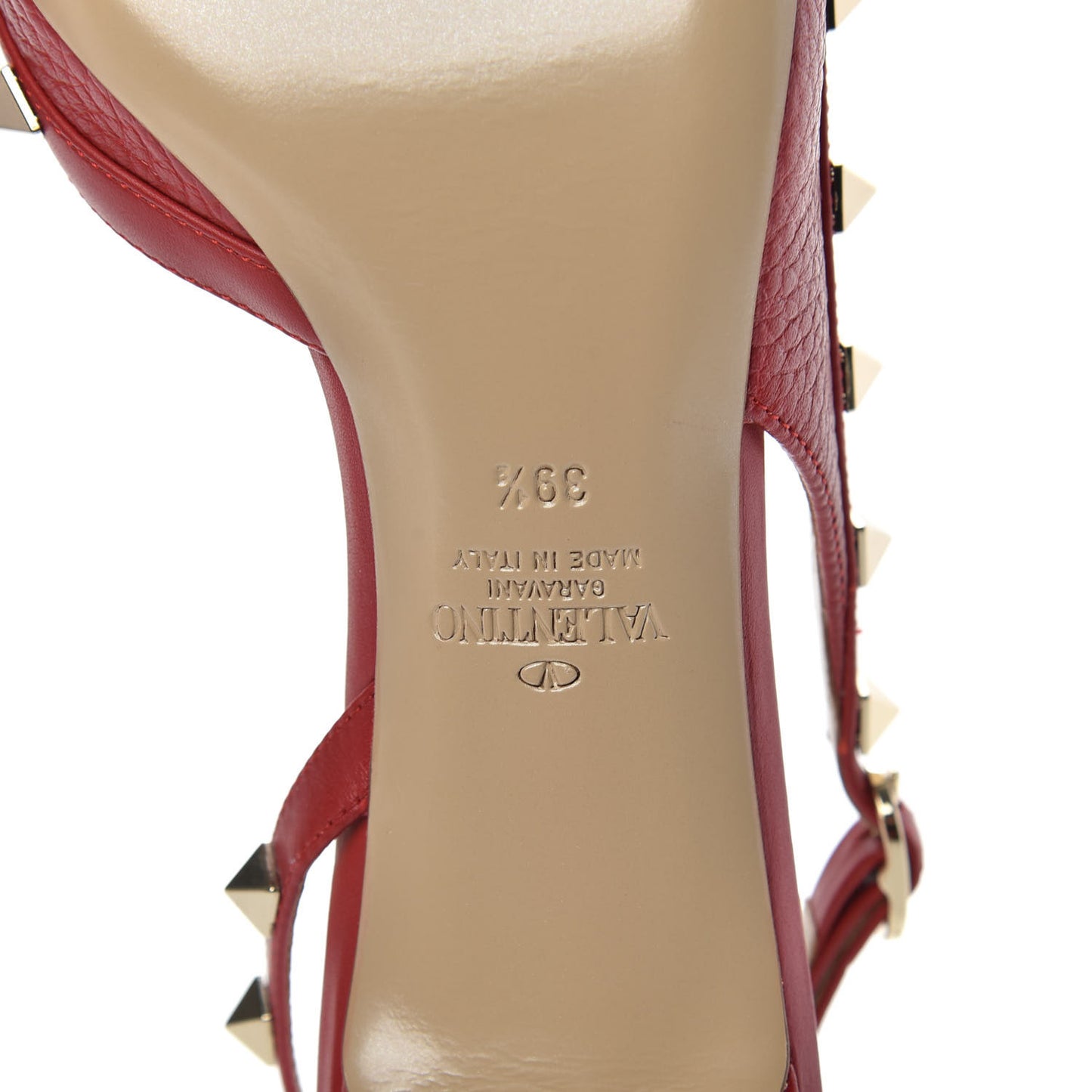 Pebbled Calfskin Rockstud Half D'Orsay Slingback 50mm Pumps 39.5 Rosso Valentino