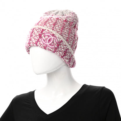Chanel Cashmere CC Beanie Hat Pink Beige 2 of 4