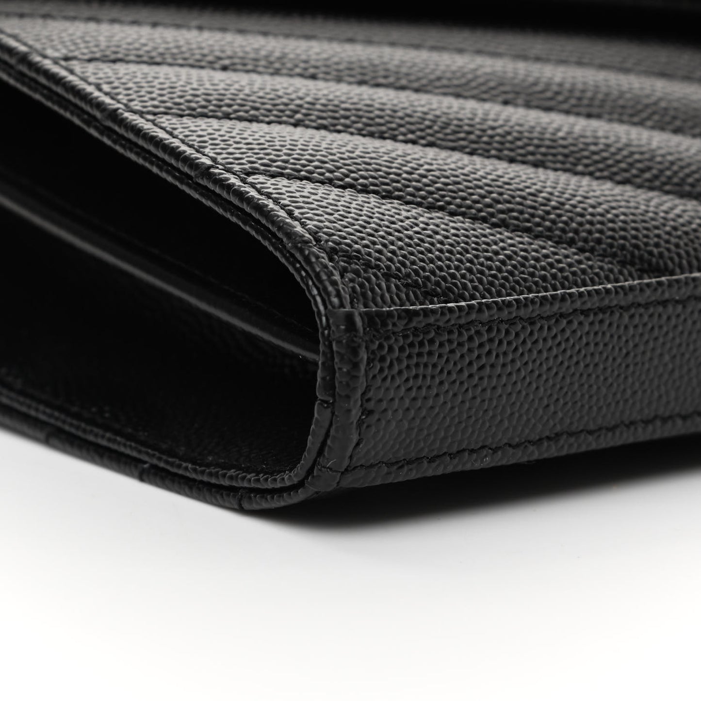 Grain De Poudre Matelasse Chevron Monogram Chain Wallet Black