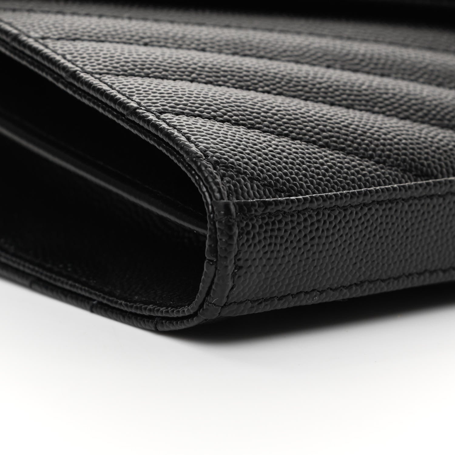 Saint Laurent Grain De Poudre Matelasse Chevron Monogram Chain Wallet Black 9 of 10