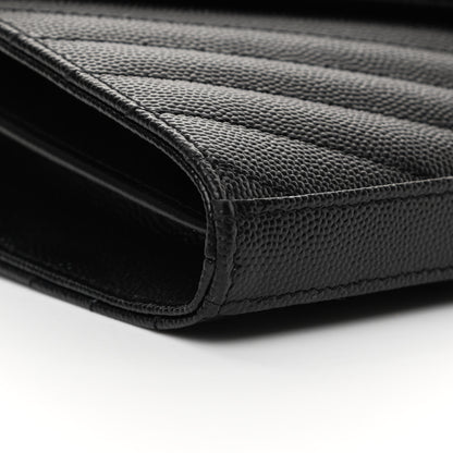 Saint Laurent Grain De Poudre Matelasse Chevron Monogram Chain Wallet Black 9 of 10
