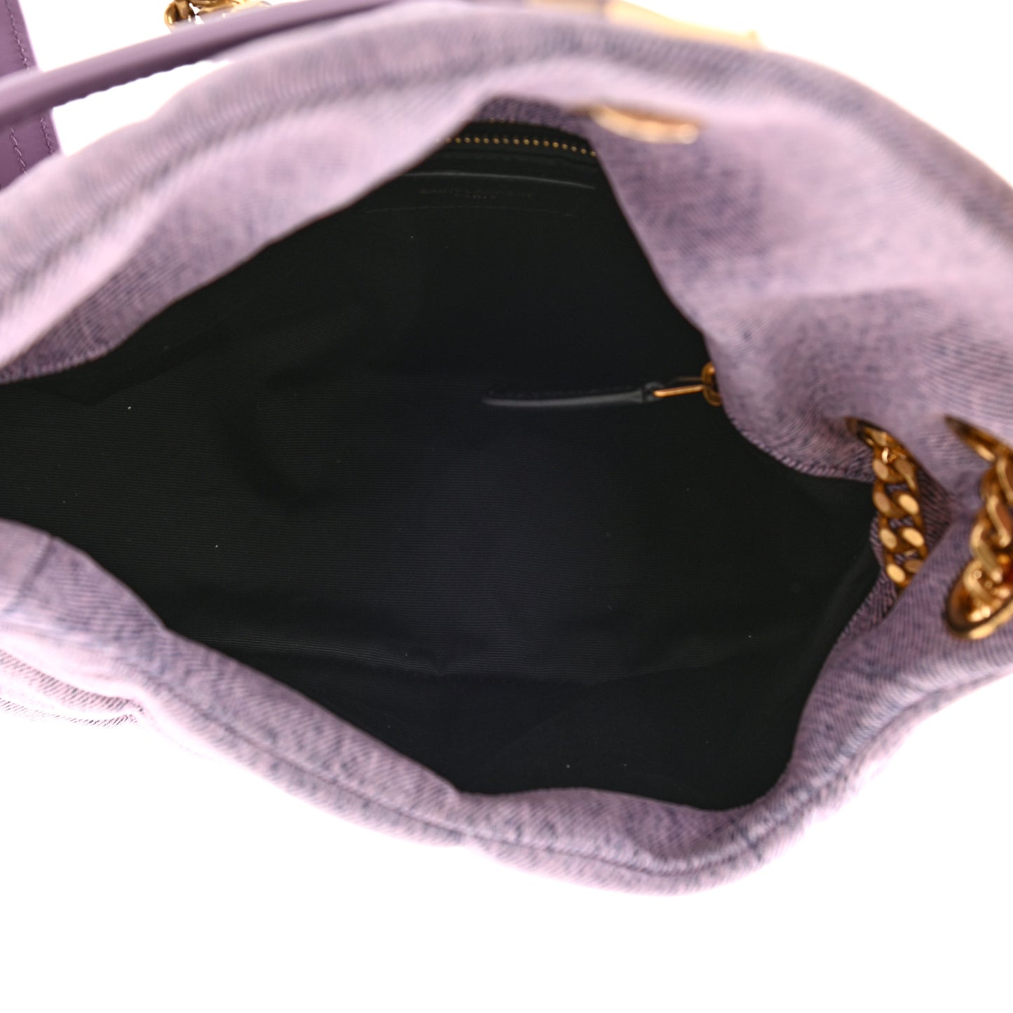 Denim Quilted Small Loulou Puffer Monogram Chain Satchel Bleached Lilac
