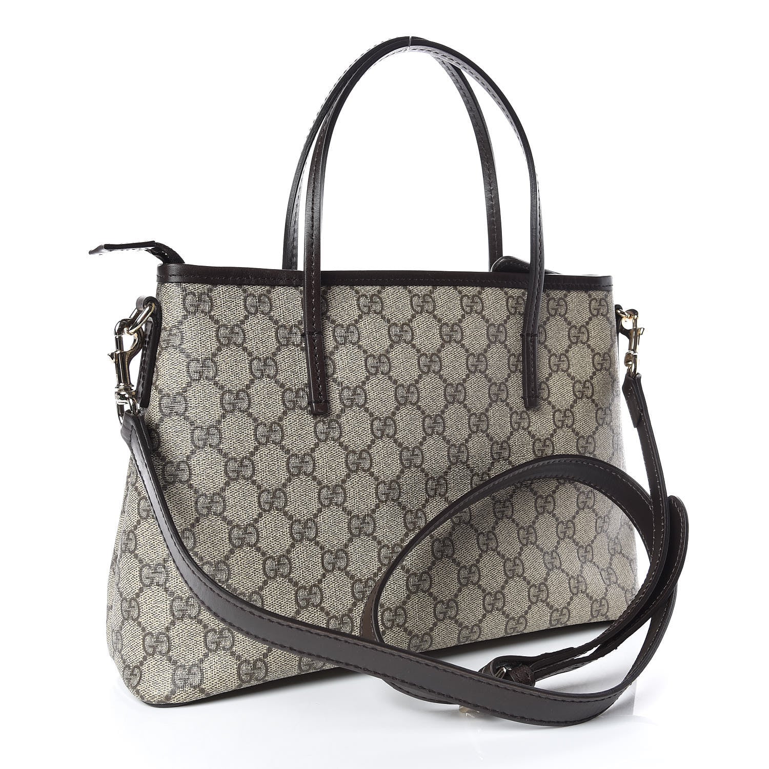 Gucci GG Supreme Monogram Small Zippered Tote Dark Brown 3 of 9