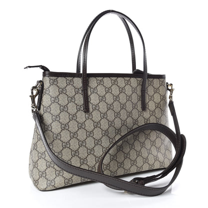 Gucci GG Supreme Monogram Small Zippered Tote Dark Brown 3 of 9