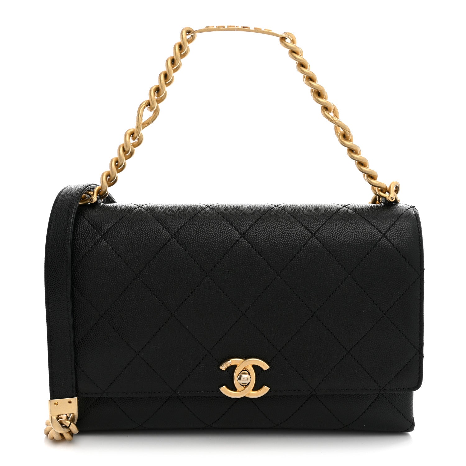 Chanel Caviar Quilted Bracelet On Chain Flap Black 1 of 12