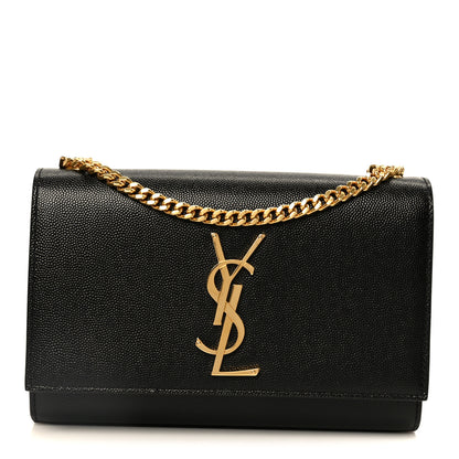 Saint Laurent Grain De Poudre Small Monogram Kate Satchel Black 1 of 12