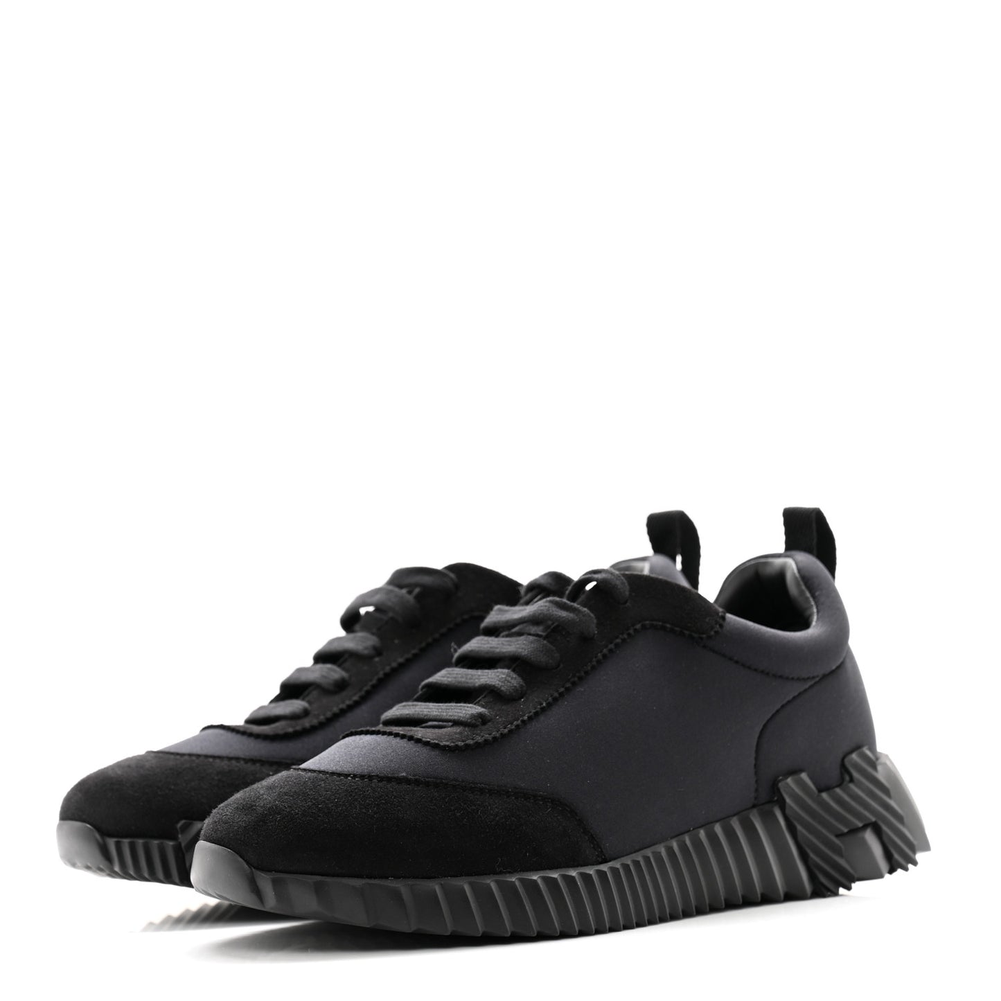 Technical Jersey Suede Goatskin Bouncing Sneakers 37.5 Black