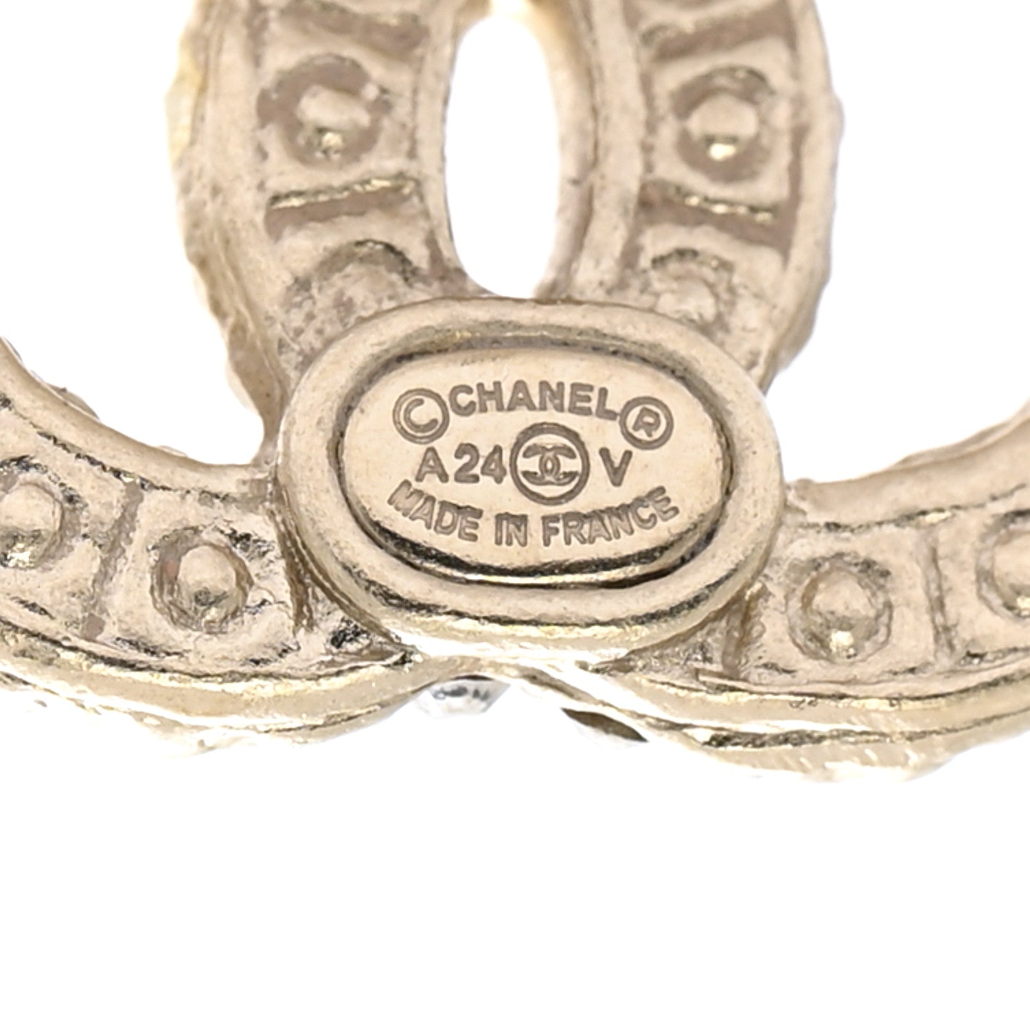 Chanel Metal Graduated Pearl Crystal CC Earrings Light Gold 4 of 7