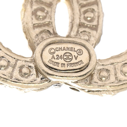 Chanel Metal Graduated Pearl Crystal CC Earrings Light Gold 4 of 7