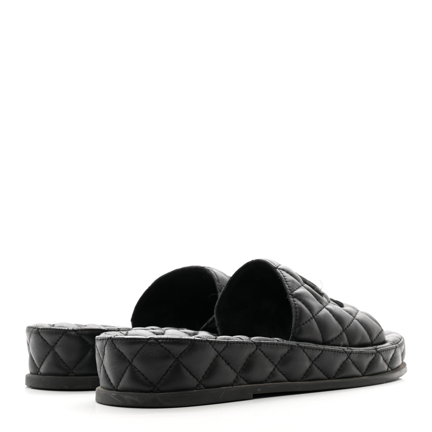 Chanel Lambskin Quilted CC Mules Sandals 36 Black 4 of 9