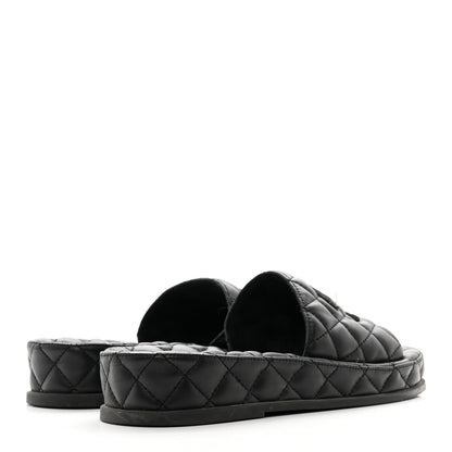Chanel Lambskin Quilted CC Mules Sandals 36 Black 4 of 9