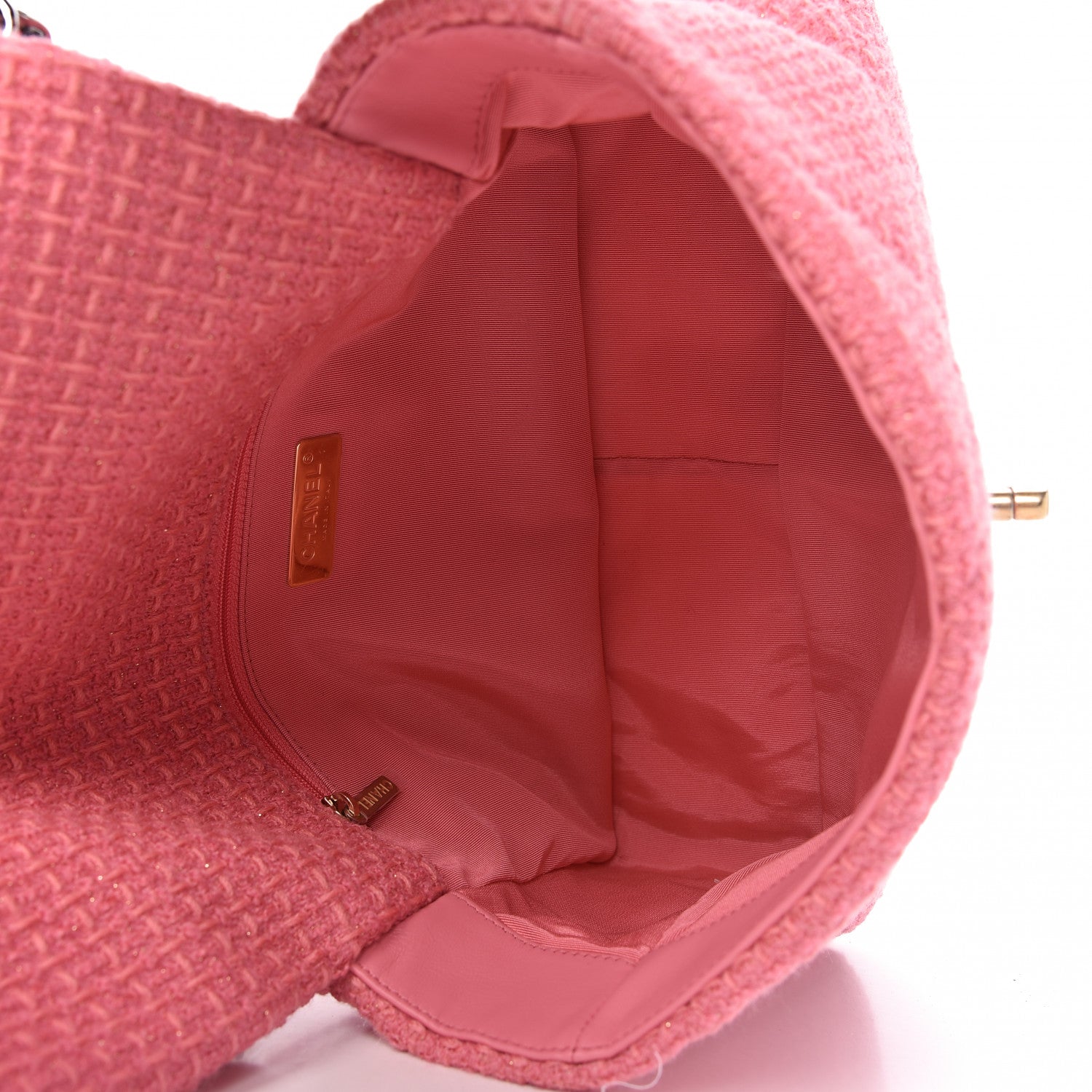 Chanel Metallic Tweed Quilted Large Chanel 19 Flap Pink 5 of 9