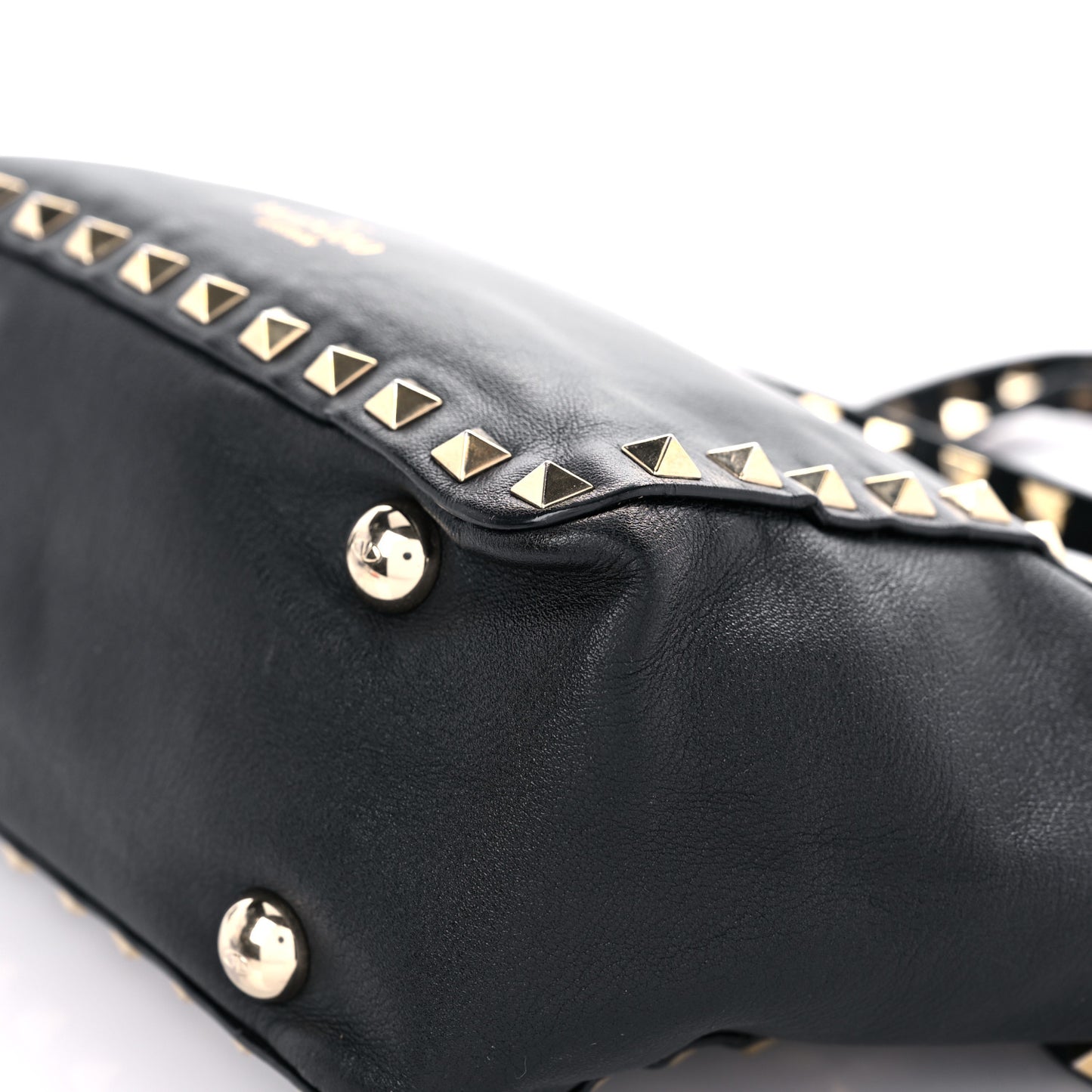 Vitello Mini Rockstud Tote Black