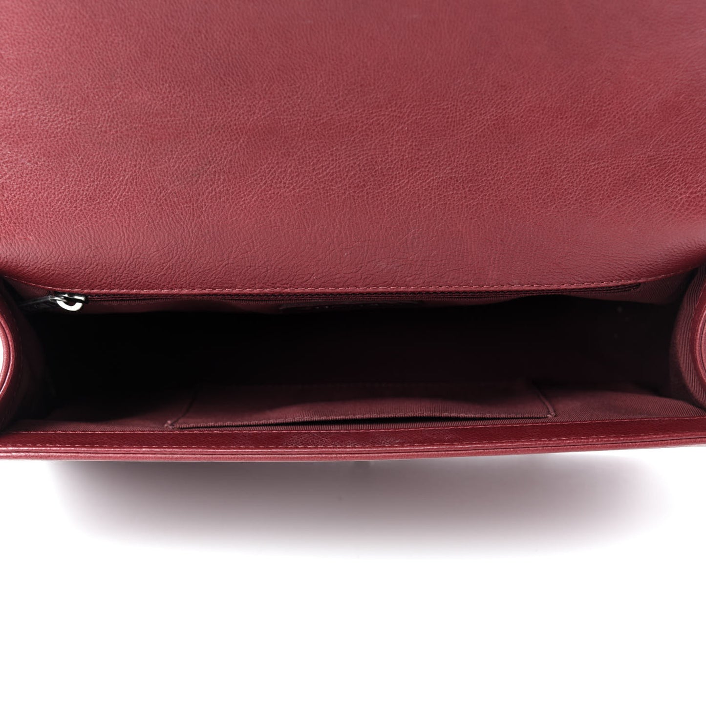 Calfskin Quilted Double Stitch New Medium Boy Flap Burgundy